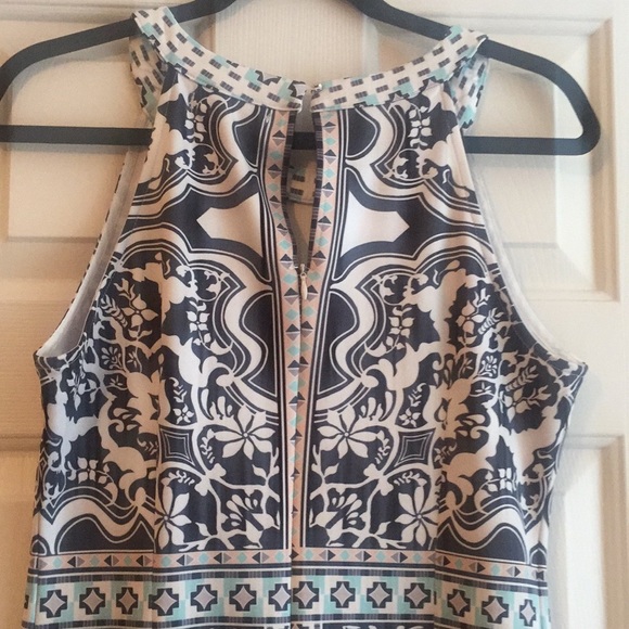 Black, white, turquoise printed ShopHope's dress - Picture 5 of 5